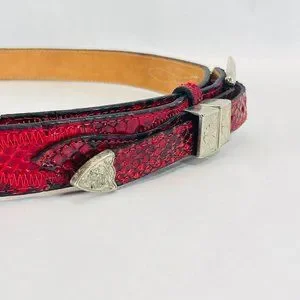 Vintage 80’s Justin Genuine Snake Skin Red Western Rockabilly Red Belt Justin Boots | Accessories | Vintage 8s Justin Genuine Snake  main image 2